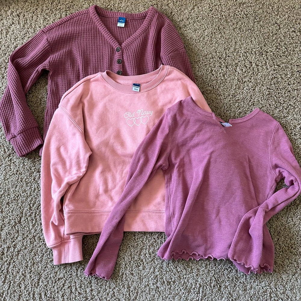 Kids Old Navy size Large Pink and Purple Long Sleeve Tops